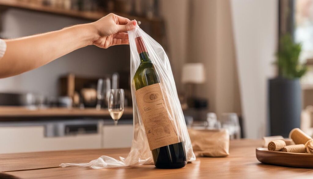 using plastic bag to open wine bottle